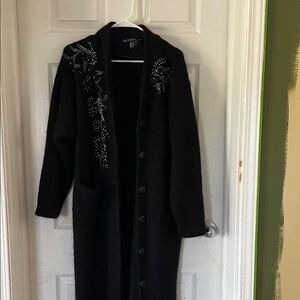 Black Embellished Long Knit Cardigan